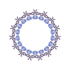 Round wreath damask luxury blue design, round ornament abstract pattern, classic traditional style, illustration vintage design, damask flower pattern. Ideally for all decoration.
