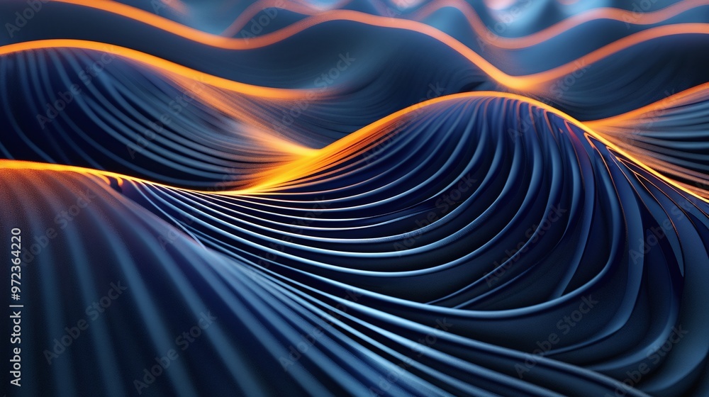 Poster a mesmerizing wave pattern with smooth curves and vibrant colors, creating a sense of depth and flui