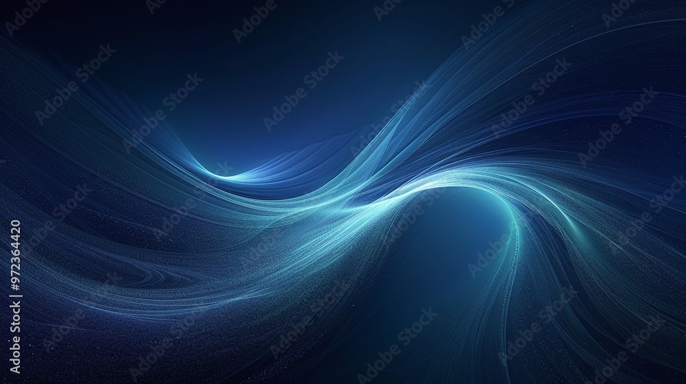 Poster a serene abstract wave design in shades of blue, creating a calming and modern visual effect for bac