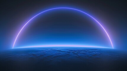 A serene and vibrant digital illustration of a glowing horizon with a bluish gradient, showcasing tranquility and cosmic beauty. Product presentation background.