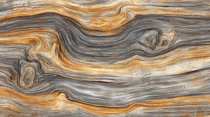 Close up abstract wood grain, swirls of grey, brown, and yellow.