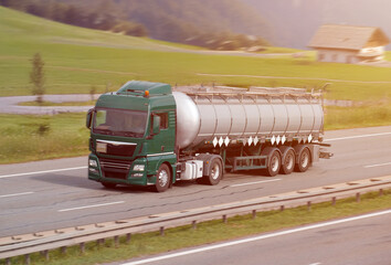 Road Tanker With UN IMO Liquid Flammable Dangerous Marine Pollutant Goods Transportation And...