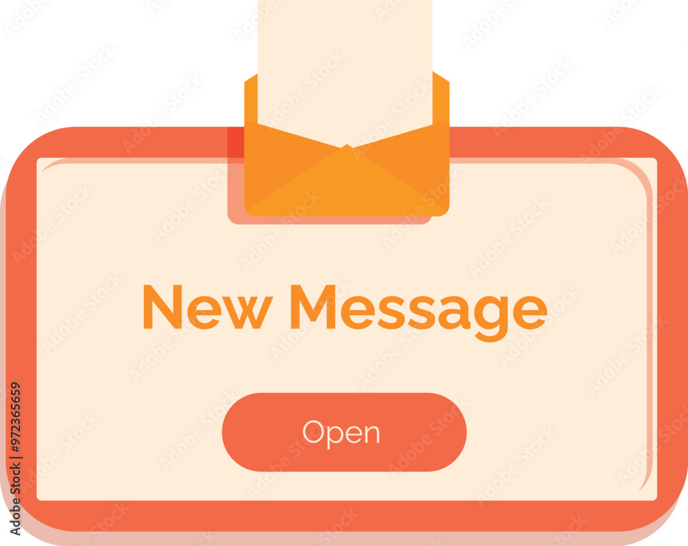 Poster new message notification appearing on a digital screen with an envelope icon