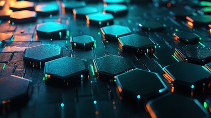 Obraz premium Hexagonal 3D Product Mockup with Modern Geometric Design background.