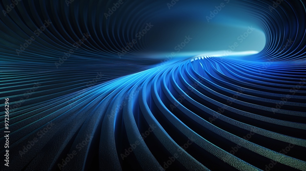 Poster a stunning abstract representation of flowing waves in blue hues, creating a sense of depth and tran