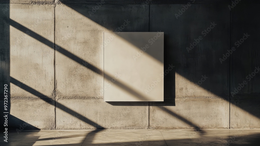 Poster Glued Poster Mockup on Concrete Wall with Shadow