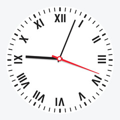 Clock icon. Simple clock with roman numerals. Vector illustration
