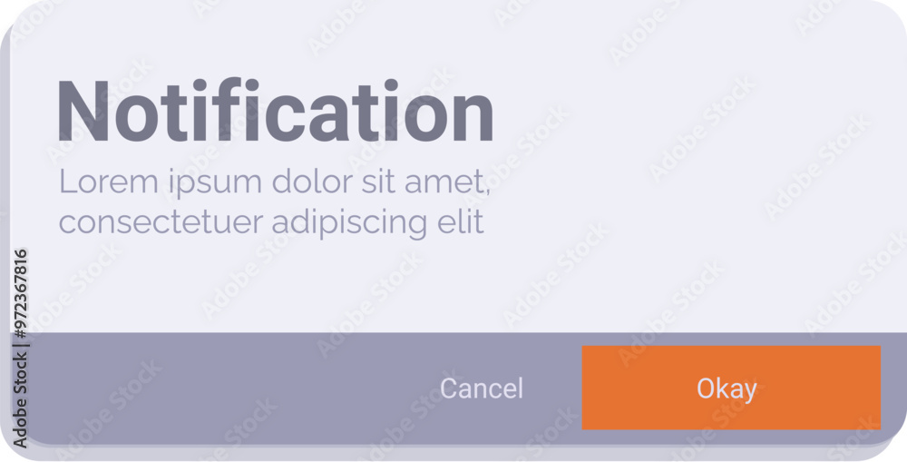 Poster notification popup is showing with cancel and okay buttons for user interface