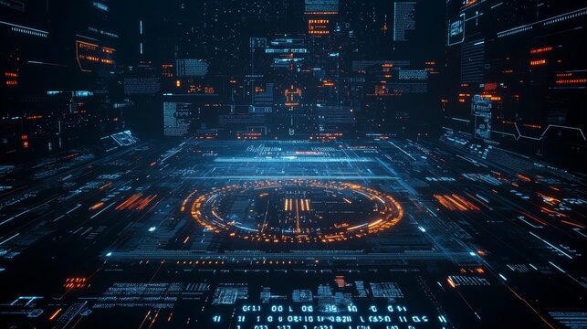 A concept of smart digital transformation and technology disruption that changes global trends in a new information era.