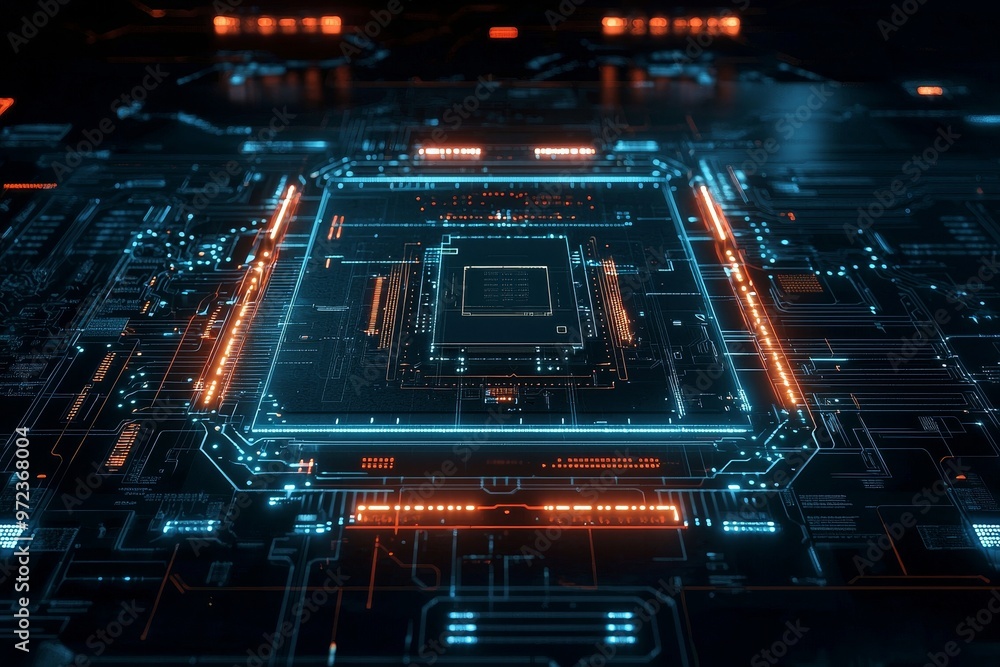 Aufkleber Using Stock technology, an abstract circuit cyberspace design was created
