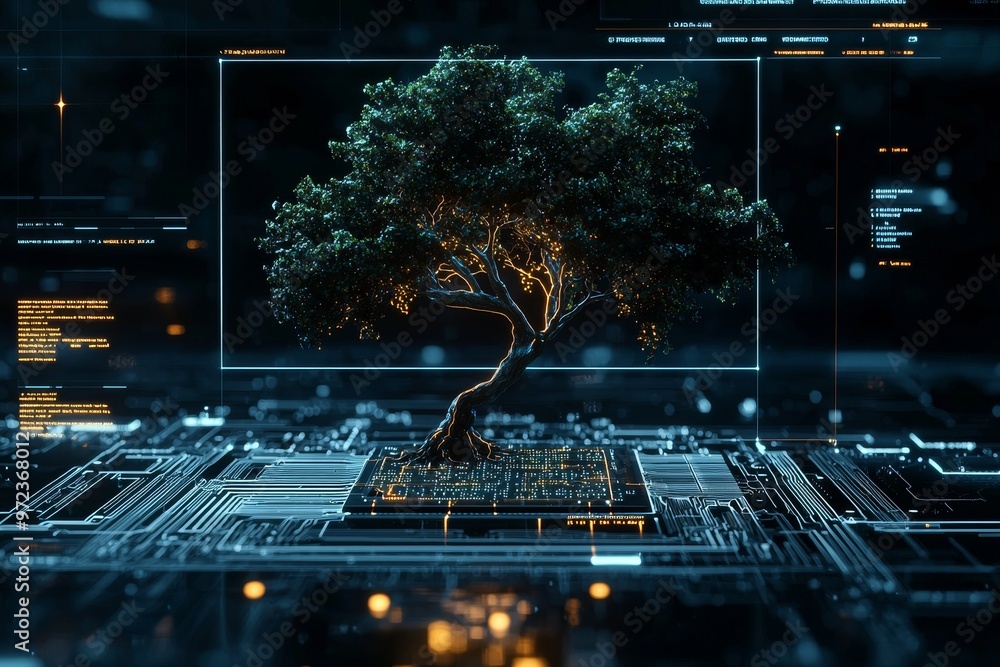 Poster the concept of green environment technology. generative stock