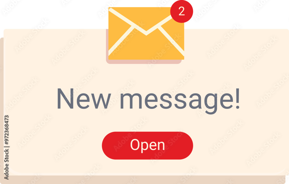 Poster envelope icon with new message notification for incoming inbox message alert on computer or phone
