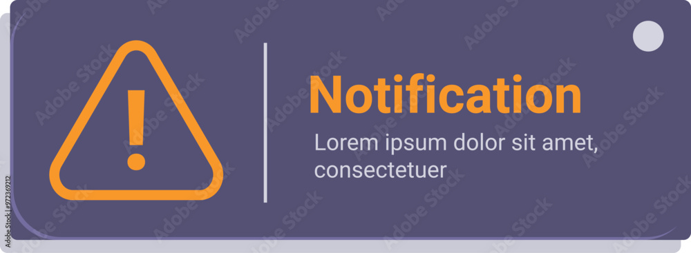 Poster notification banner with exclamation point in triangle warning about important information