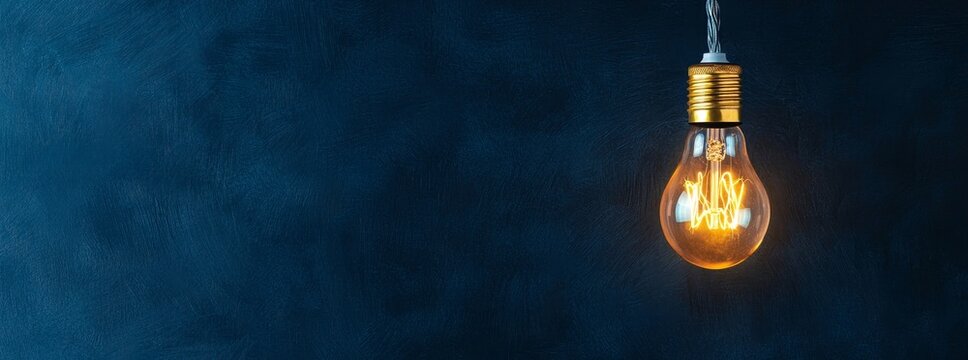 The light bulb is on a blue horizontal background with space for individual text.