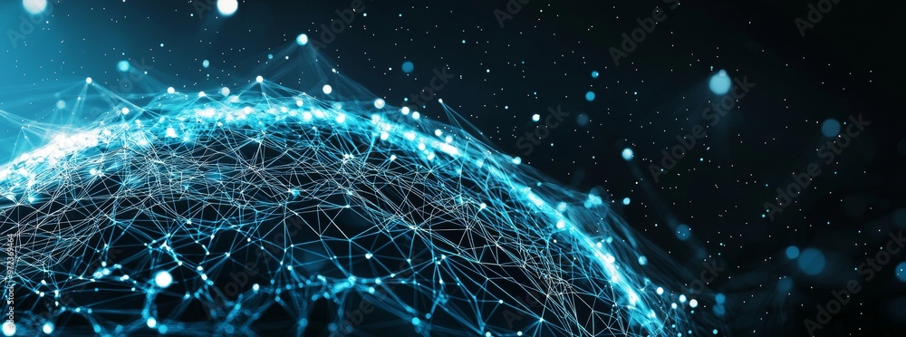 Poster blockchain technology, cryptocurrency, interconnected world and iot for business concept on planet e
