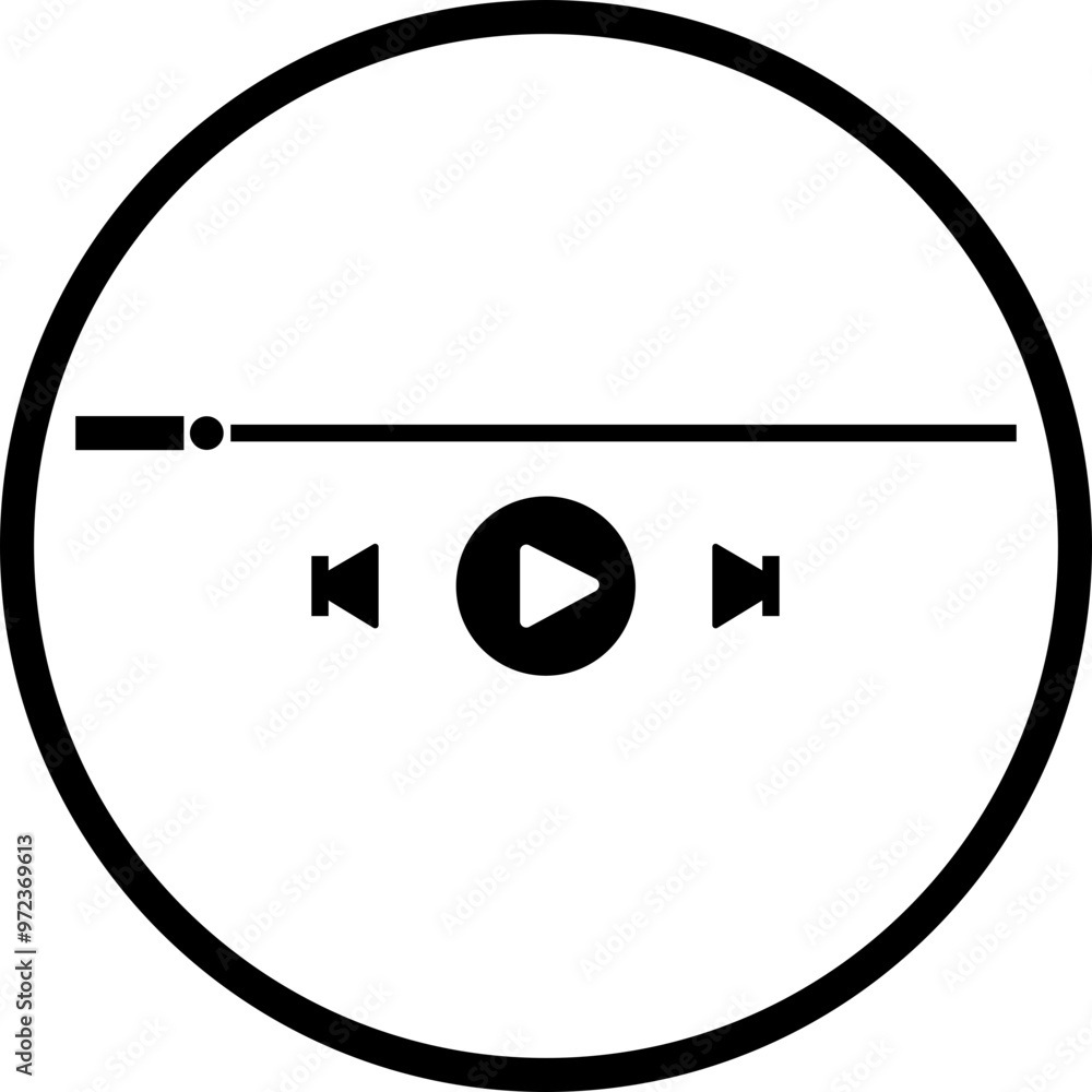 Poster music or video play bar icon. audio player for songs or podcast playlist. player button vector isola