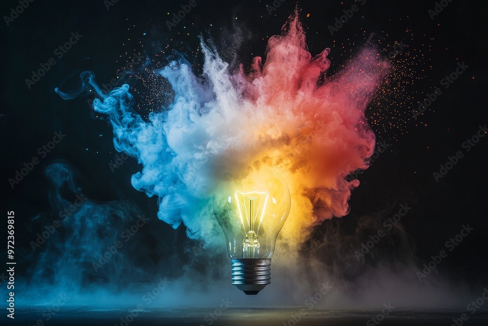 Poster taking a high-speed picture of a traditional electric bulb exploding