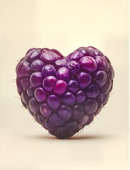 Purple Heart-Shaped Berry Close-Up  on Soft Background