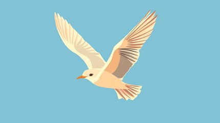 Obraz premium A single seagull in flight against a blue sky.