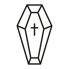 Coffin halloween.Illustration of little coffin. Night party accessories.Coffin icon.Outline vector illustration.
