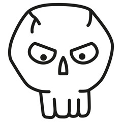 Halloween skull.Mexican day of the dead.Outline vector illustration.Isolated on white background.Doodle sketch icon. 