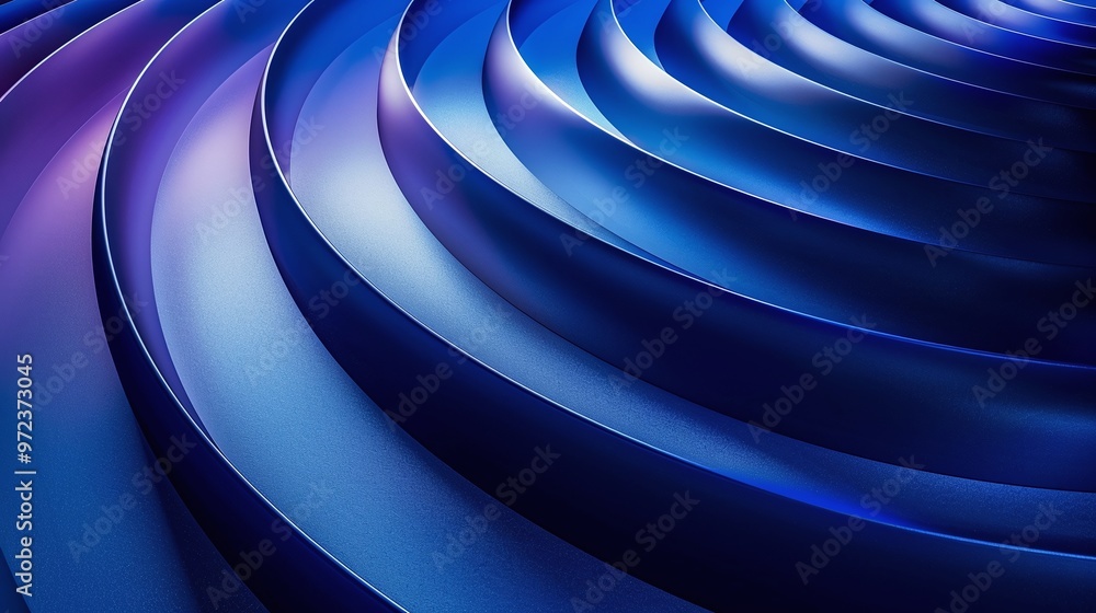 Poster a vibrant and sleek abstract design featuring layered curves in deep blue tones, creating a modern a