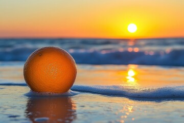 Obraz premium Orange on the Beach at Sunset