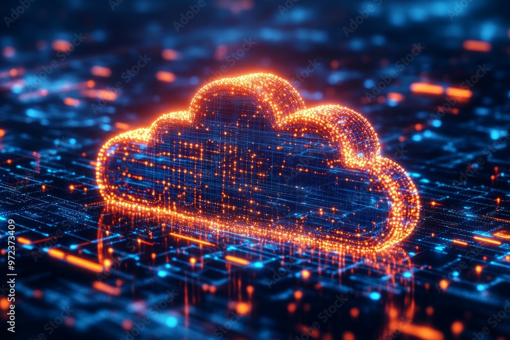 Aufkleber digital city and cloud computing using artificial intelligence background
