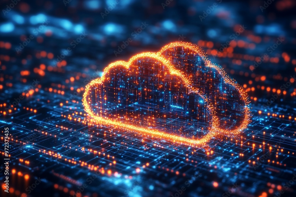 Aufkleber digital city and cloud computing using artificial intelligence background