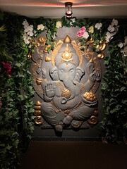 decor with buddhist monks in thai spa massage salon atmosphere of calm and tranquility in the...