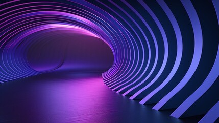 Naklejka premium A vibrant tunnel with flowing stripes and colorful lighting, creating a futuristic and immersive atmosphere.