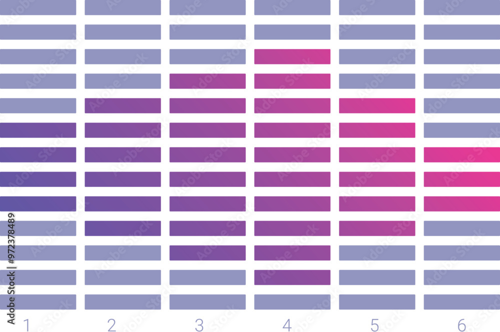 Poster modern data visualization graphic using colorful gradient bars to represent data insights