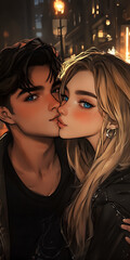 Tender Kiss on a City Street 