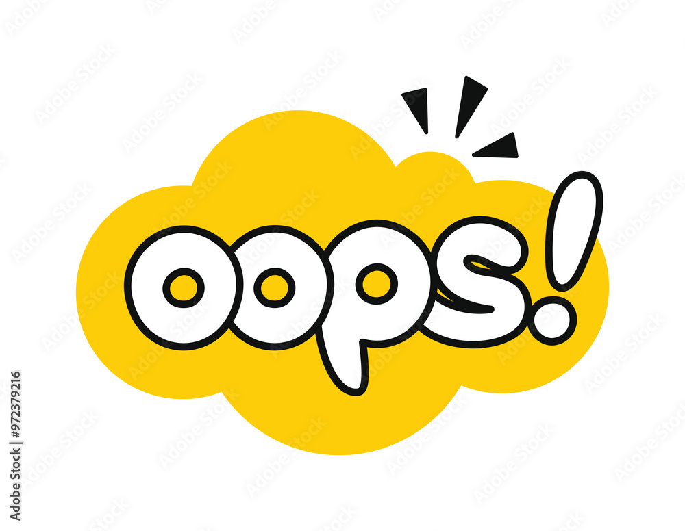 Fototapete yellow oops outline text funny speech bubble. flat cartoon style. logotype graphic web design elemen