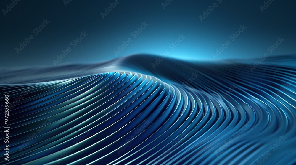 Poster abstract blue waves create a dynamic and fluid visual, representing motion and serenity in a tranqui