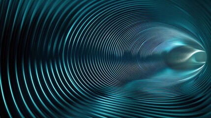 Obraz premium Abstract design with dynamic flowing lines and curves in a futuristic blue-green tone, creating a sense of depth and movement.