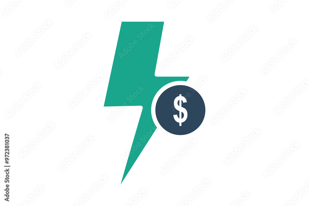 Poster agility icon. solid icon style. lightning with dollar. icon related to swot. business elements vecto