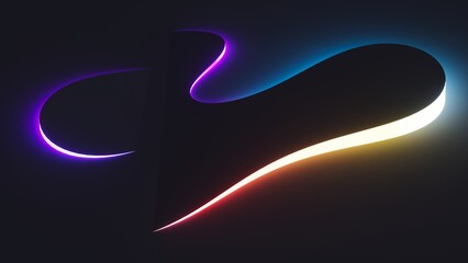 3d render. Abstract minimalist background with glowing round shapes and gradient neon light. Trendy wallpaper with ambient vibes © wacomka