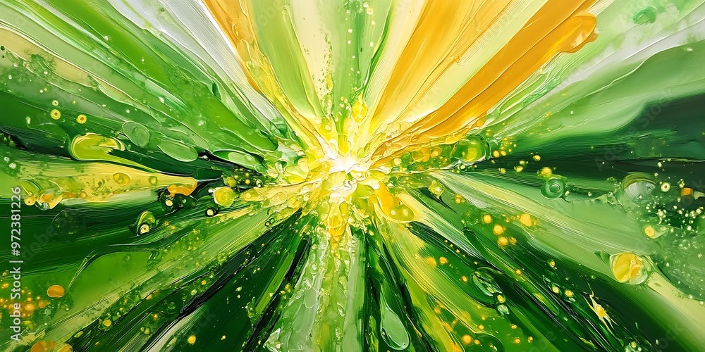 Wall mural texture bright lines green yellow sunburst background 