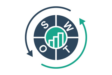 SWOT icon. solid icon style. icon related to business management. business elements vector illustration