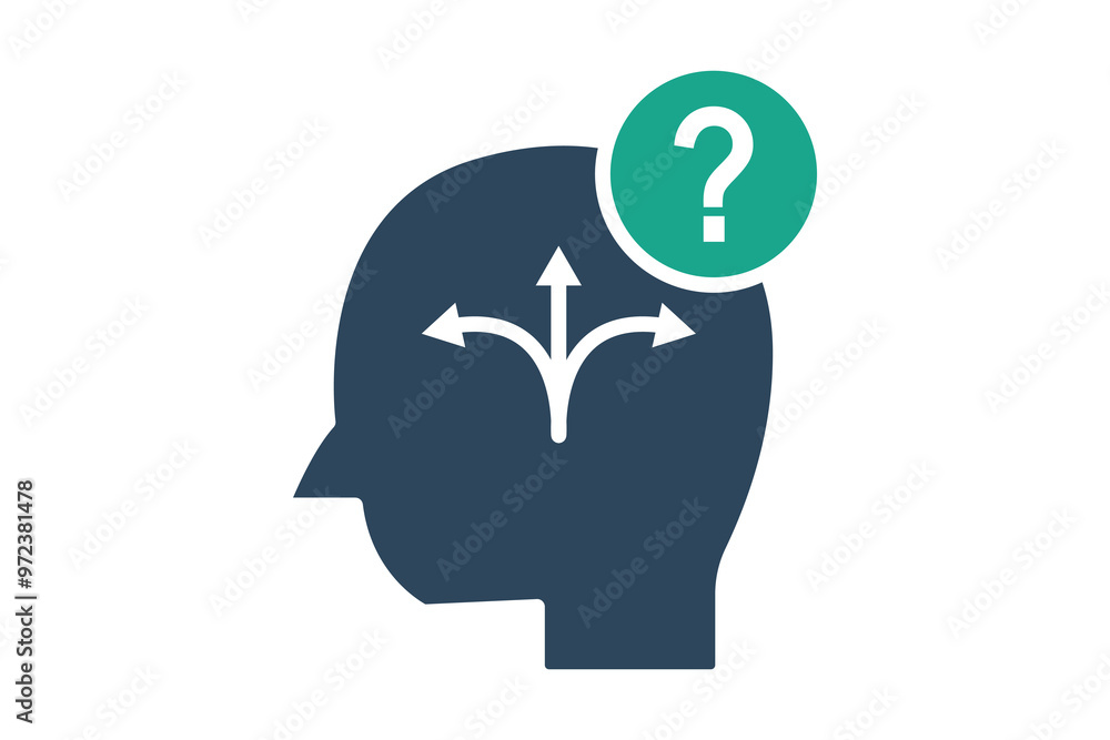 Poster uncertainty icon. solid icon style. head with question mark. icon related to swot. business elements