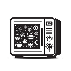 Obraz premium Microwave vector silhouette. Microwave vector logo, icon design black and white.