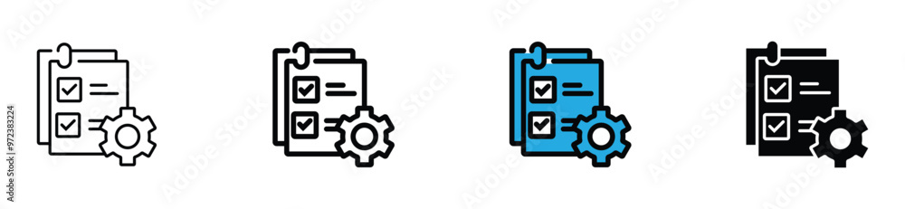 Wall mural task checklist list icon to do clipboard with gear vector design business goal progress management d