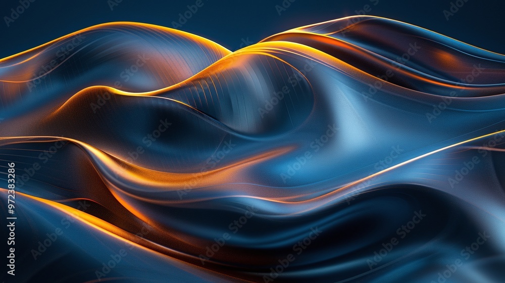 Poster abstract image showcasing smooth waves with vibrant colors, creating a mesmerizing visual depth and 