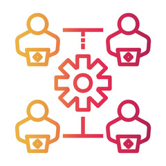 remote teamwork Line Gradient Icon