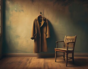Obraz premium Mysterious Coat Hanging in Sunlit Room