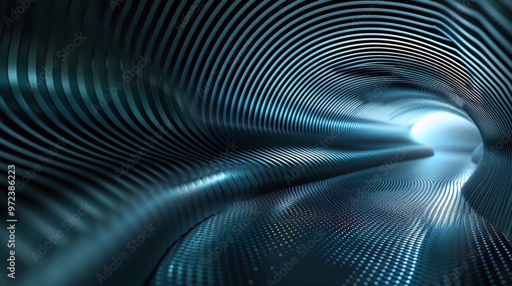 Poster abstract tunnel design featuring flowing lines and light effects, perfect for backgrounds and digita