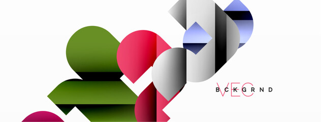 Abstract background. Colorful geometric curve shapes with black shadow lines effects