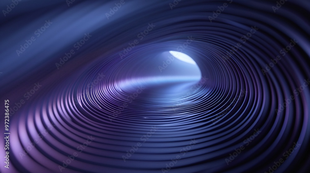 Poster abstract tunnel with smooth curves, illuminated by a soft light, creating a serene and futuristic at