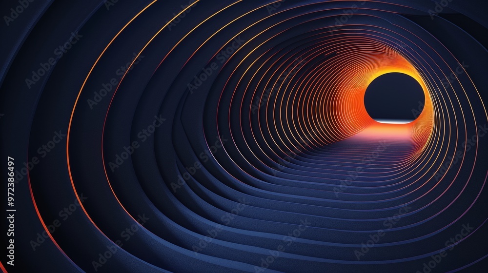 Fototapete abstract tunnel with smooth curves and warm light, creating a dynamic and modern visual effect in a 